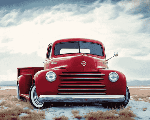 Classic Red Pickup Truck Diamond Painting