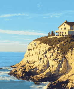 Cliffside Beach House Diamond Painting