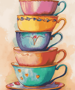 Colorful Cartoon Teacups Diamond Painting