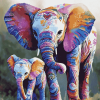 Colorful Elephant Family Diamond Painting