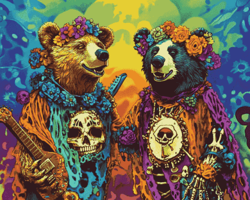 Colorful Grateful Dead Bears Diamond Painting