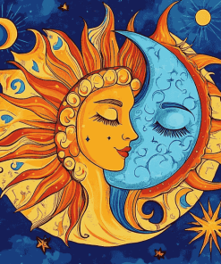 Colorful Moon and Sun Diamond Painting