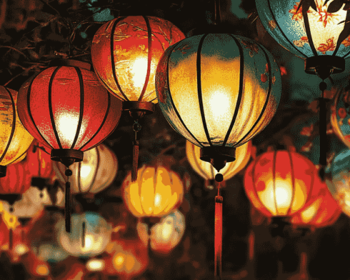 Colorful Paper Lantern Diamond Painting