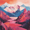 Colorful Red Mountains Landscape Diamond Painting