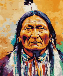 Colorful Sitting Bull Native Art Diamond Painting