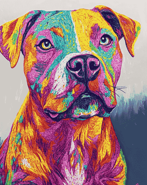 Colorful Staffy Puppy Diamond Painting