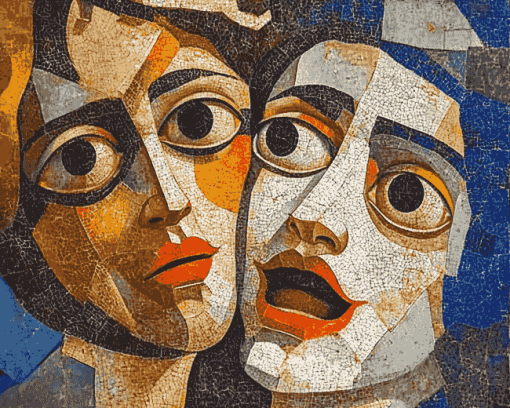 Comedy and Tragedy Vintage Masks Diamond Painting