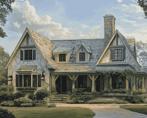 Country Farmhouse Building Diamond Painting