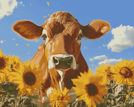 Cow and Sunflower Bliss Diamond Painting