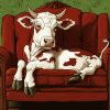 Cow on Couch Cartoon Diamond Painting