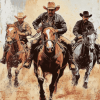 Cowboys and Horses Vintage Diamond Painting