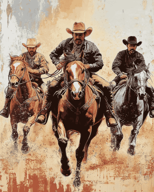 Cowboys and Horses Vintage Diamond Painting