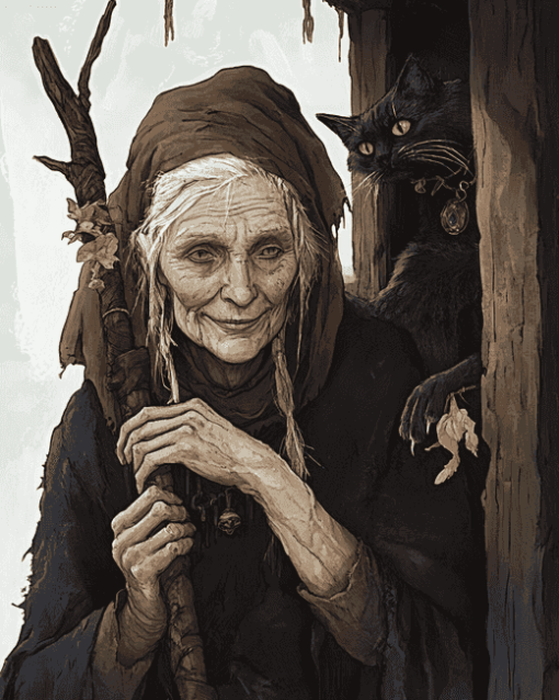 Crone Cat Fantasy Diamond Painting