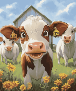 Cute Cows Farm Diamond Painting