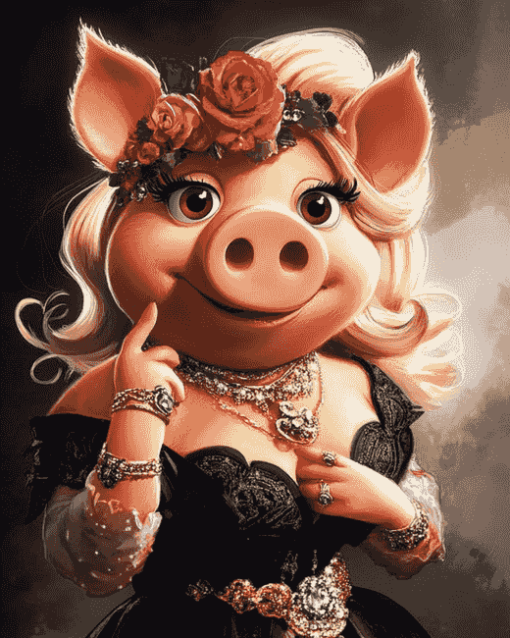 Cute Miss Piggy Cartoon Diamond Painting