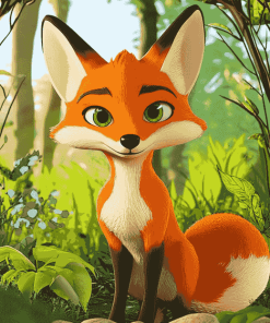 Cute Red Fox Animation Diamond Painting