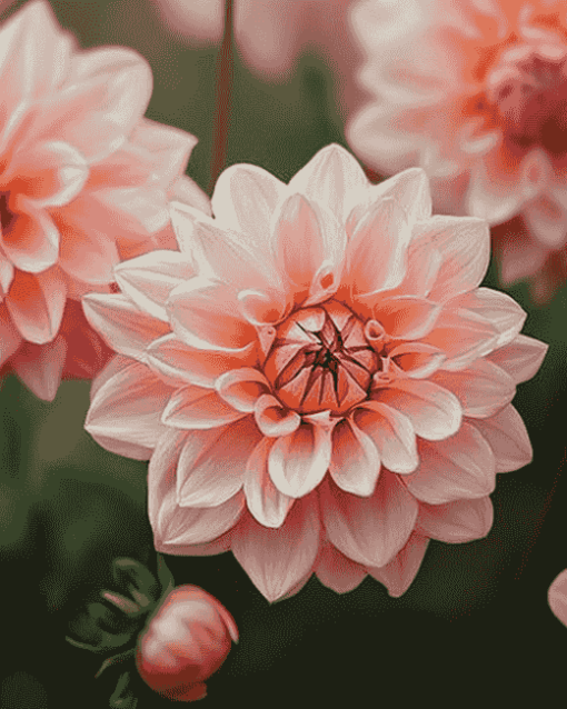 Dahlia Coral Blossoms Diamond Painting