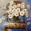 Daisies on Vintage Chair Diamond Painting