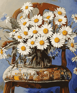 Daisies on Vintage Chair Diamond Painting