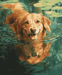 Dog in Water Diamond Painting