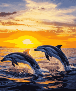 Dolphins and Sunset Diamond Painting