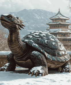 Dragon Turtle Statue in Winter Diamond Painting