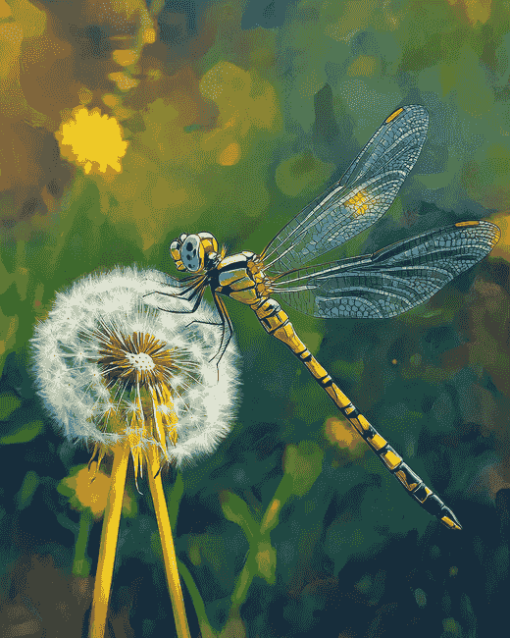 Dragonfly and Dandelion Diamond Painting