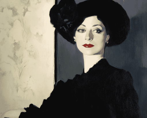 Elegant Lady in Black Diamond Painting