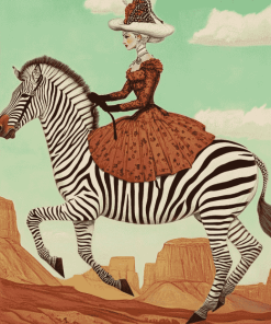 Elegant Woman Riding Zebra Diamond Painting