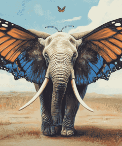 Elephant and Butterfly Diamond Painting