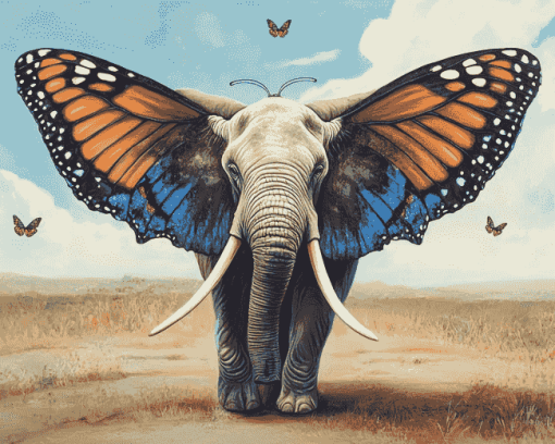 Elephant and Butterfly Diamond Painting