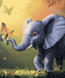 Elephant and Butterfly Fantasy Diamond Painting