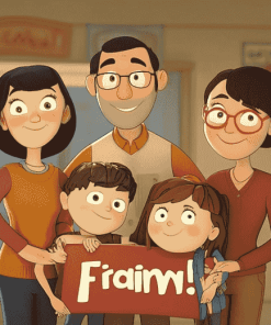 F Is for Family Cartoon Diamond Painting