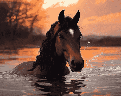 Fantasy Horse in Water Diamond Painting