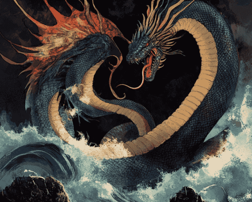 Fantasy Leviathan Serpent Diamond Painting