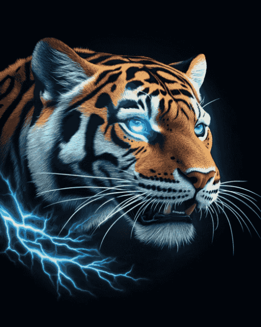 Fantasy Lightning Tiger Art Diamond Painting