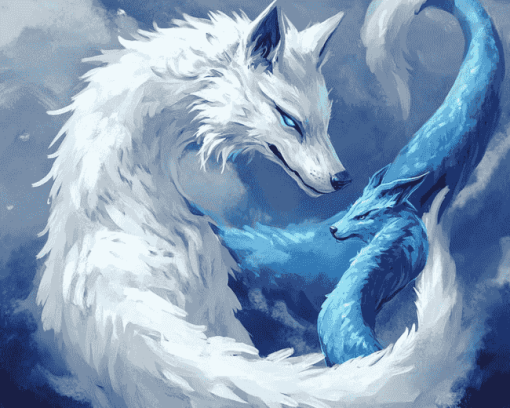 Fantasy Wolf Dragon Diamond Painting