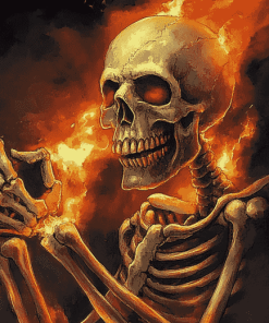 Fiery Skeleton Diamond Painting