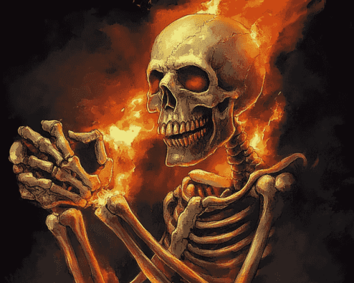 Fiery Skeleton Diamond Painting