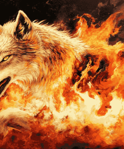 Fire Wolf Art Diamond Painting