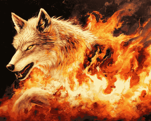 Fire Wolf Art Diamond Painting