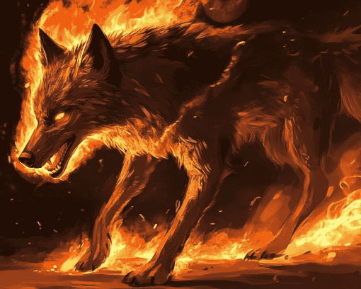 Fire Wolves Diamond Painting