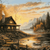 Fishing Cabin Landscape Diamond Painting