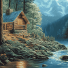 Fishing Cabin Landscape Diamond Painting