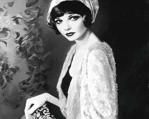 Flapper Woman Black and White Diamond Painting