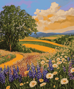 Floral Fields Landscape Diamond Painting