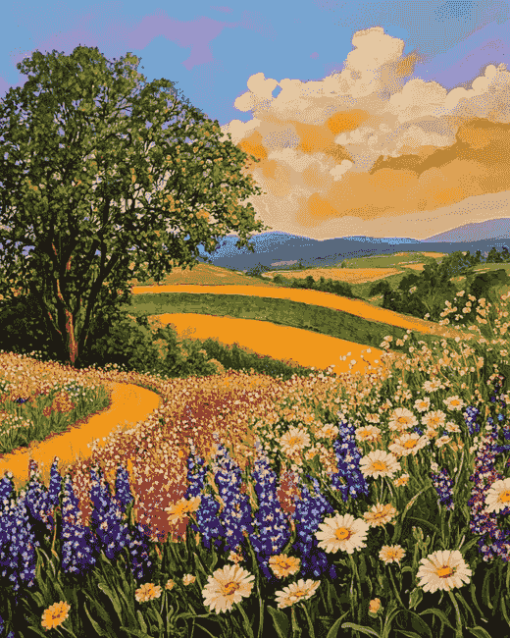 Floral Fields Landscape Diamond Painting