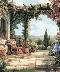 Floral Pergola Landscape Diamond Painting