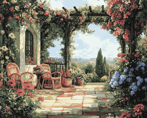 Floral Pergola Landscape Diamond Painting