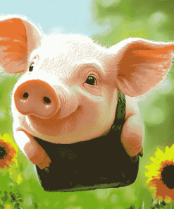 Flying Pig Animation Diamond Painting